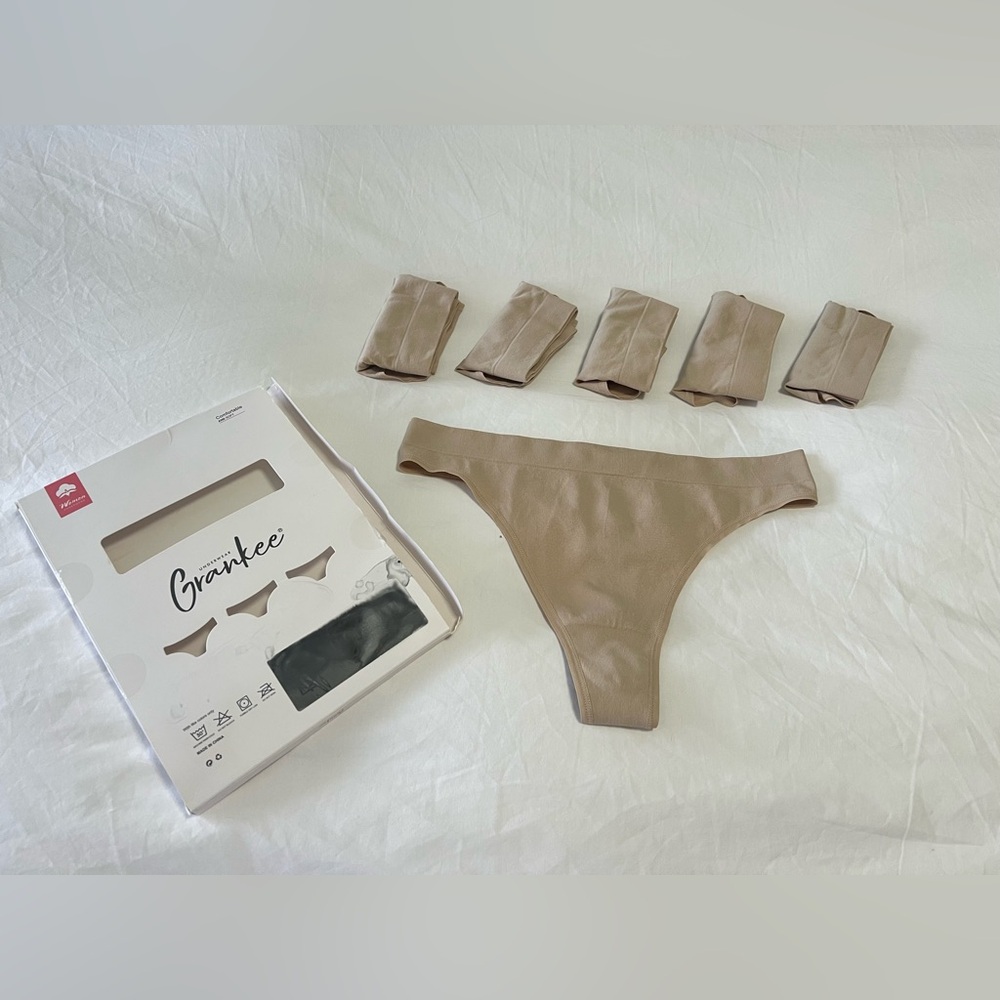 Grankee | SZ Large | 6 Pair Nude Breathable Seamless Thong Panties No Show NIP